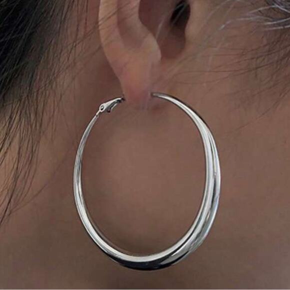 2” Silver hoop earrings - Picture 3 of 3